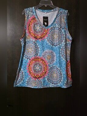 Eniloyal Women’s Mandala Print V-neck Tank Top Women's Size 2XL Runs Small